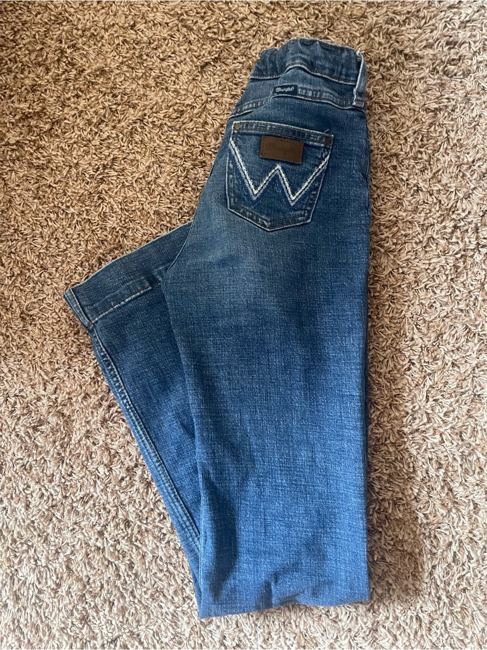 Wrangler Dark Blue Denim Jeans with White Stitching